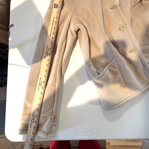 New York Company Beige Fleece Sherpa Lined Button Front Blazer Jacket Women M - Picture 6 of 10